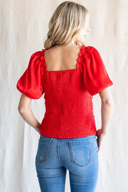 Red Ruched Top