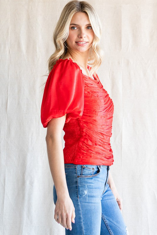 Red Ruched Top