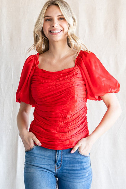 Red Ruched Top