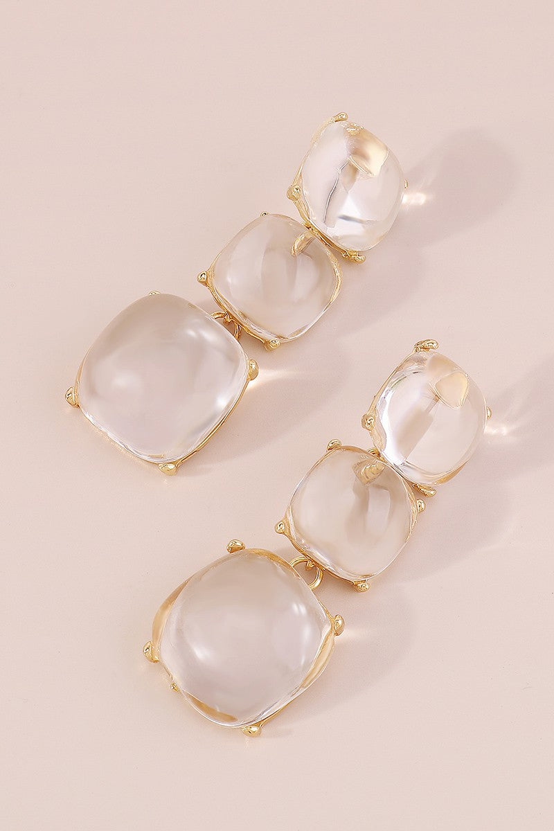 Transparent Three Stone Earrings