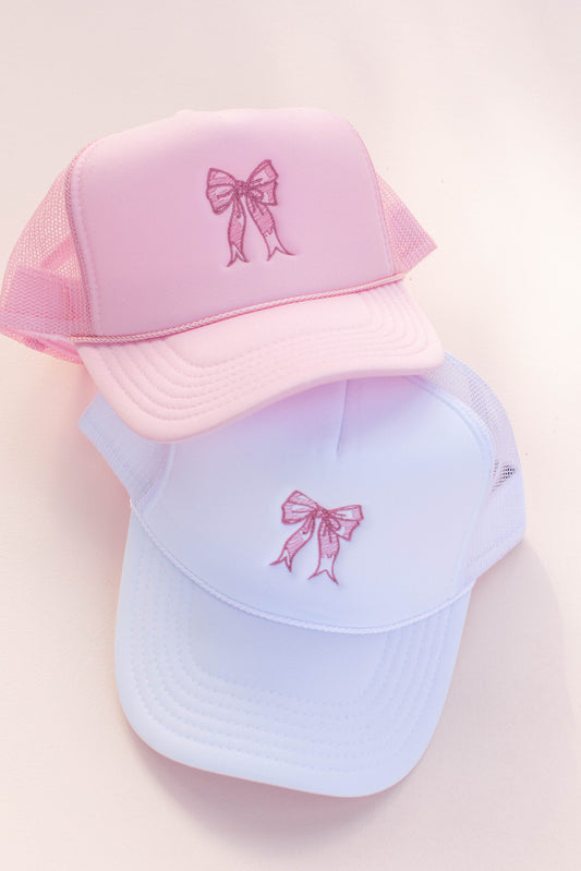 Embroidered Bow Trucker Hat