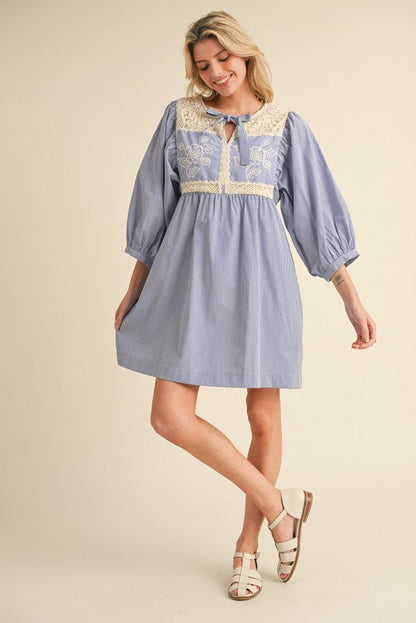 Baby Blue Embroidered Dress