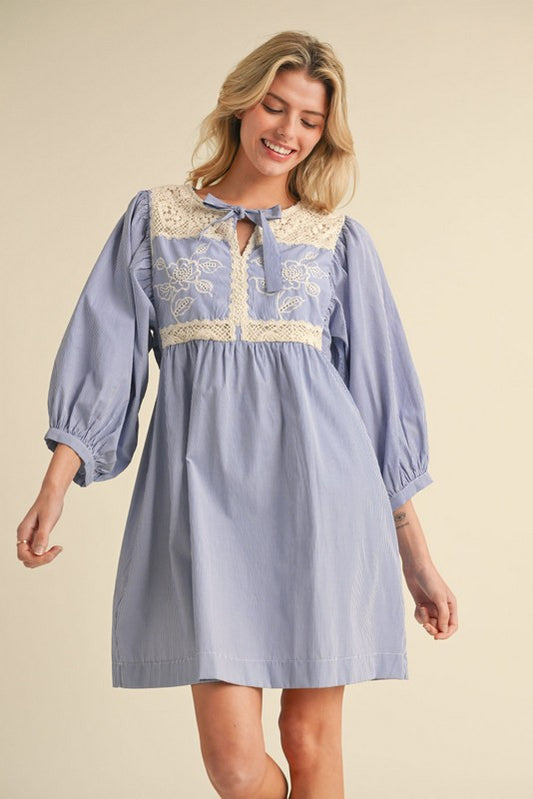 Baby Blue Embroidered Dress