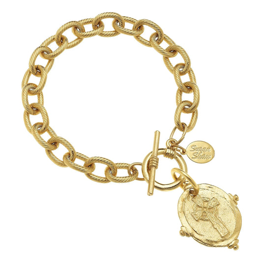 Susan Shaw Gold Cross Intaglio Bracelet