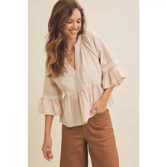 Button Down Peplum Top