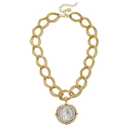 Susan Shaw Mixed Metal Coin Necklace