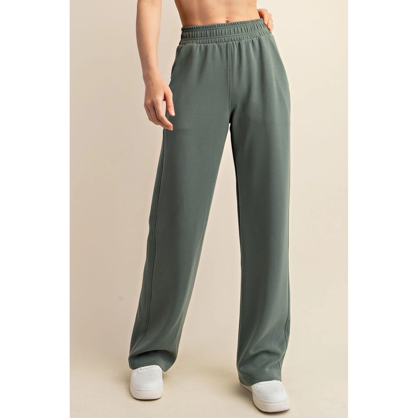 Luxe Sage Leaf Straight Pant