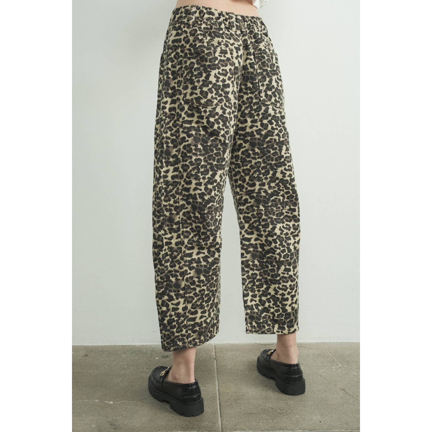 Leopard Print Barrel Jeans