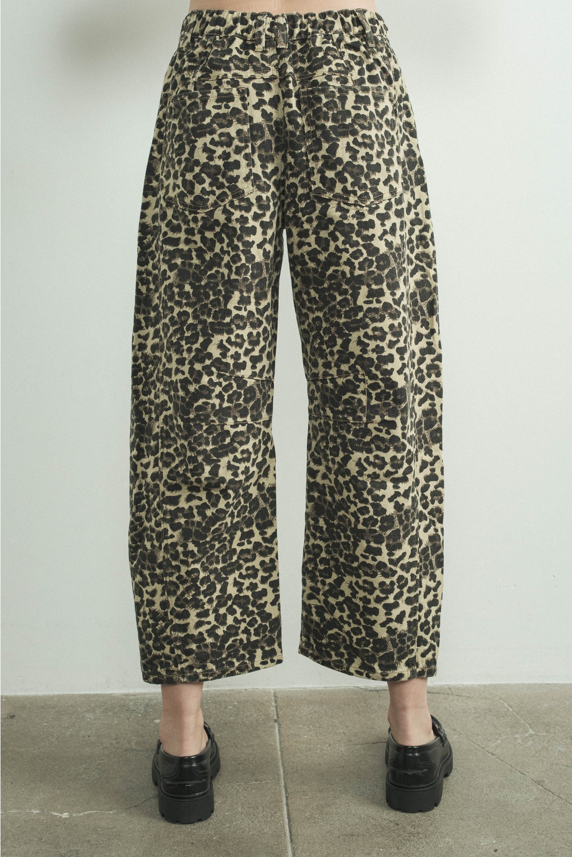 Leopard Print Barrel Jeans