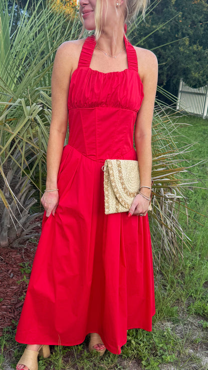 Let's Get Ready Halter Dress