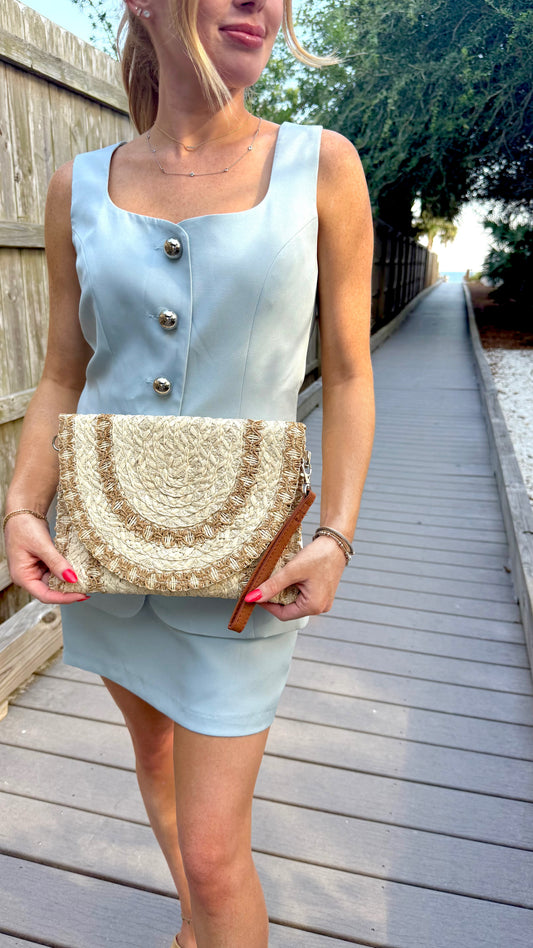 Sunwoven Stitch Clutch