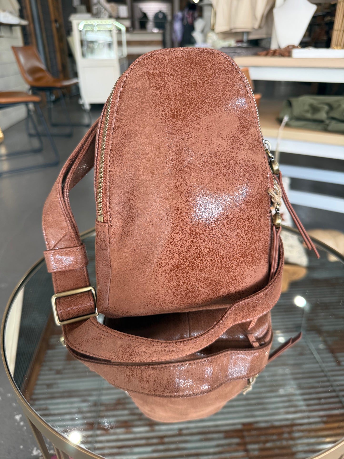 Hobo Burnished Saddle Fern Sling