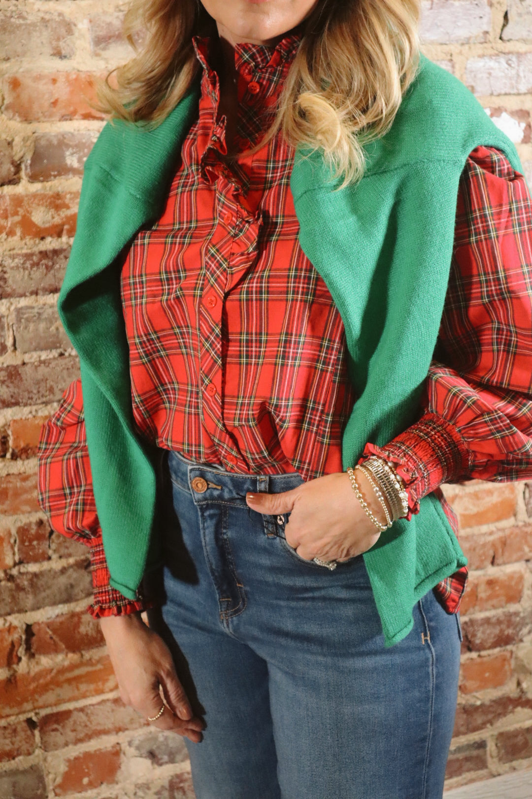 Merry Plaid Top