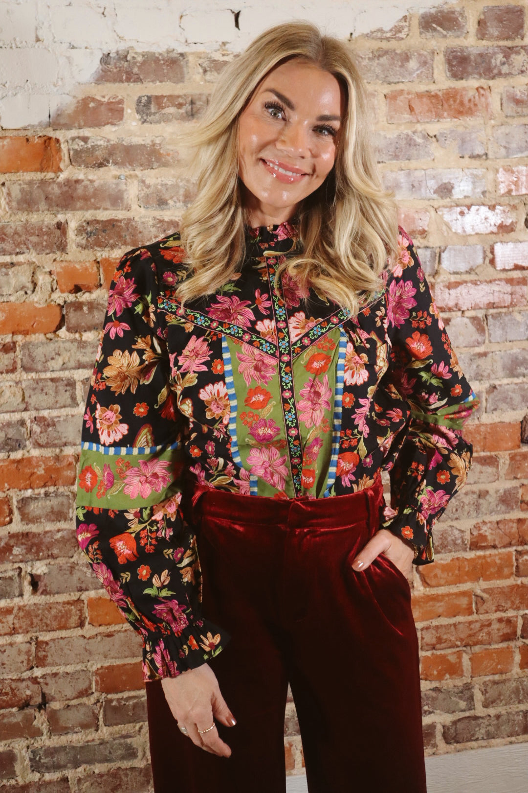 Holly Jolly floral top