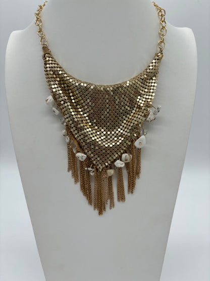 Fringe and Stone Bib Necklace