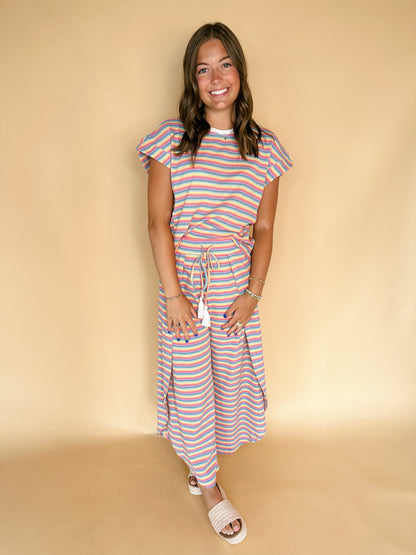 Dream Tee and Pants Set: Pink Stripe