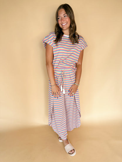 Dream Tee and Pants Set: Pink Stripe