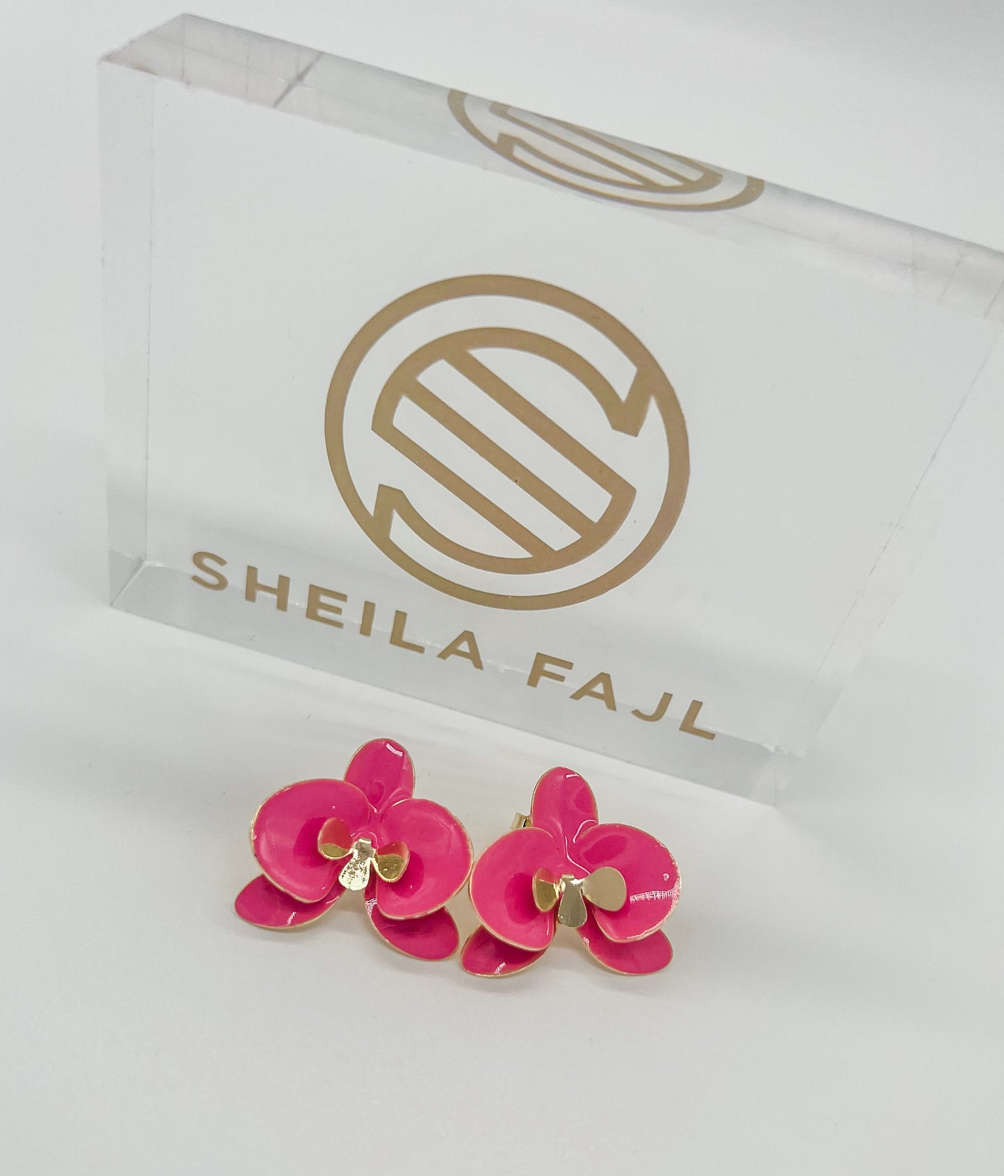 Sheila Fajl Pink Orchid Studs