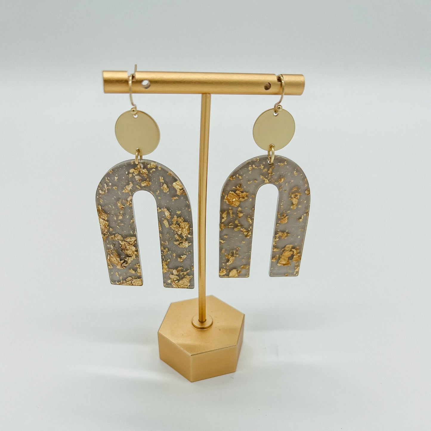 Acrylic Geo Gold Leaf Earrings
