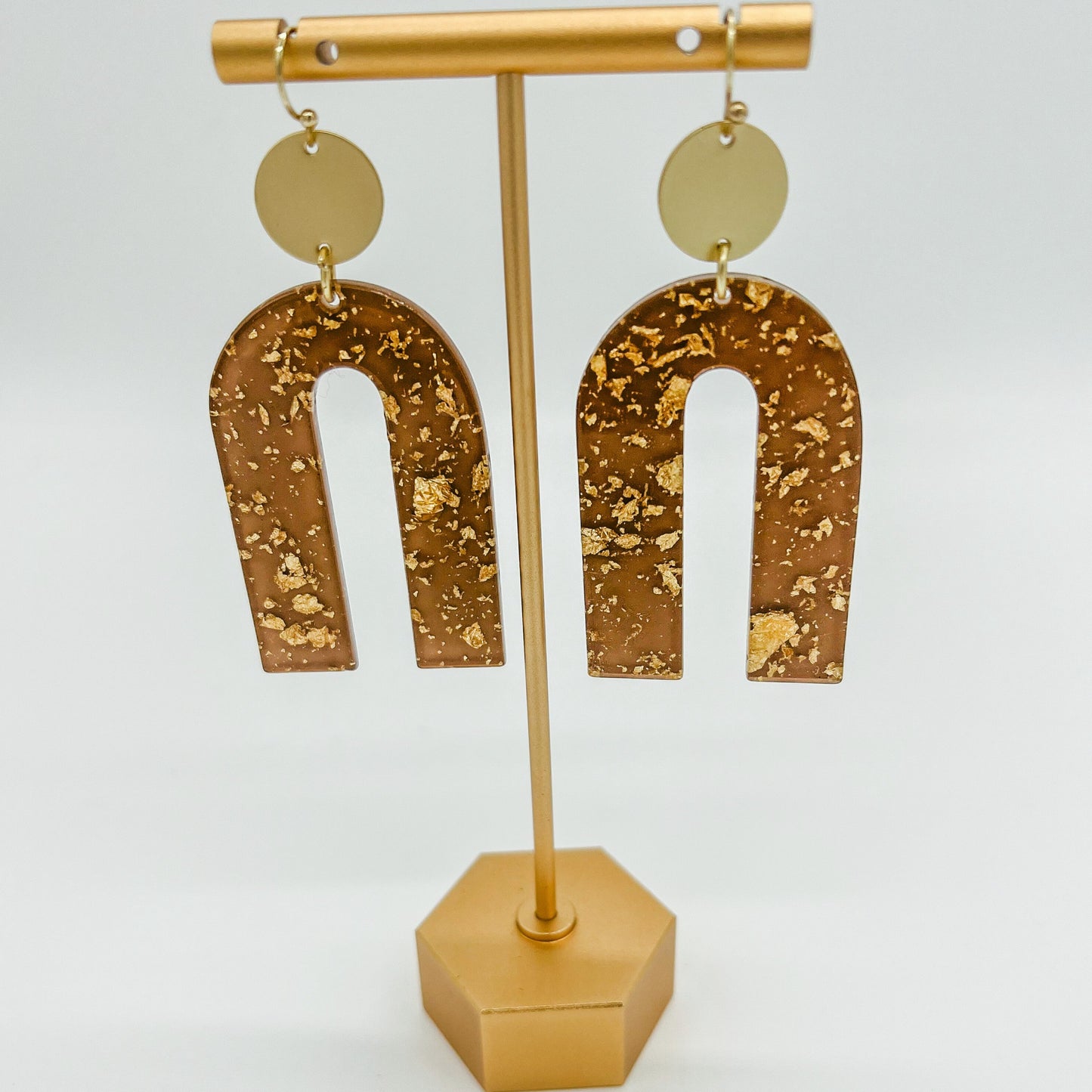 Acrylic Geo Gold Leaf Earrings
