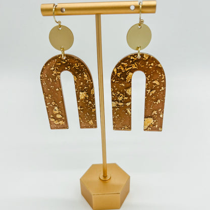 Acrylic Geo Gold Leaf Earrings