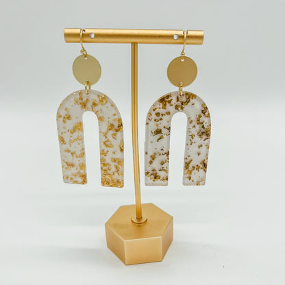 Acrylic Geo Gold Leaf Earrings