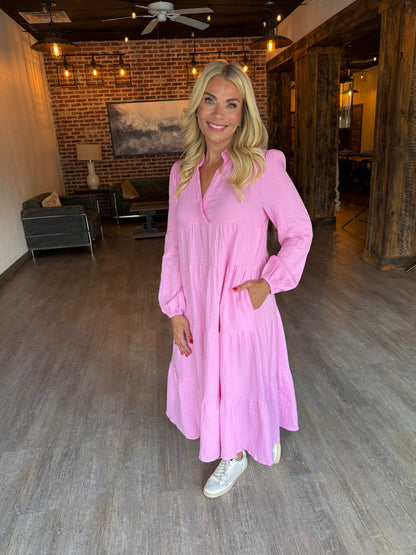 Think Pink Midi Dress