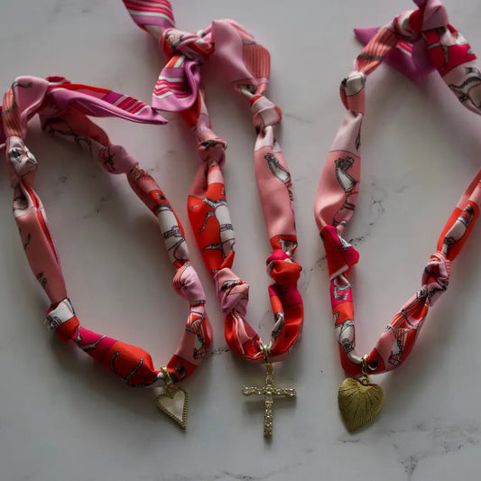 Pink Horse Scarf Necklace