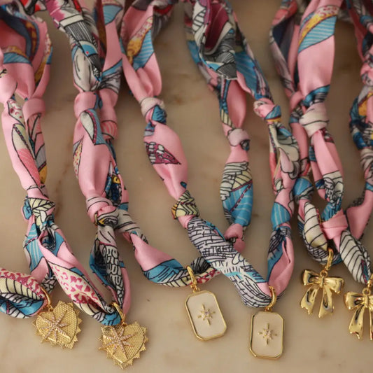 Pink Palmer Silk Scarf Necklace