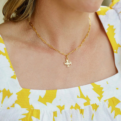 Susan Shaw Jerusalem Cross Paperclip Necklace