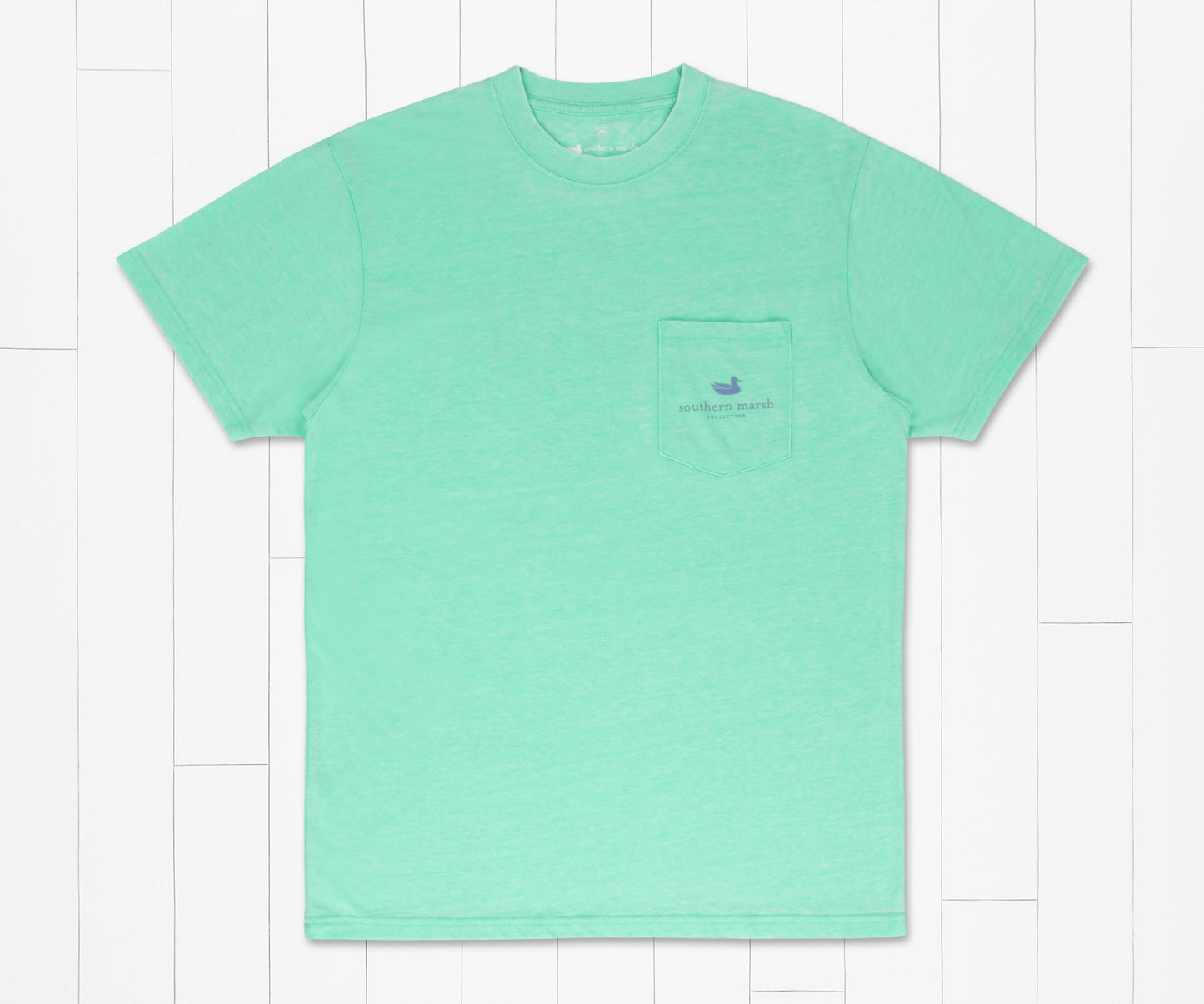 Southern Marsh Seawash Tee – Light Gray T-Shirt With Mallard Logo, Vintage Washed & Breathable