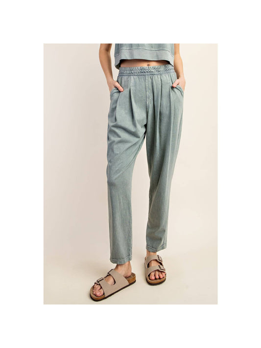 Mineral Wash Pleated Pants