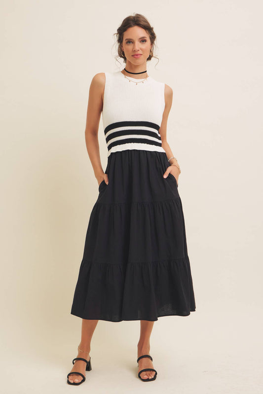 Stripe Sweater Tank Midi Dress