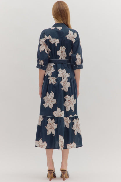 Autumn Blossom Midi Dress