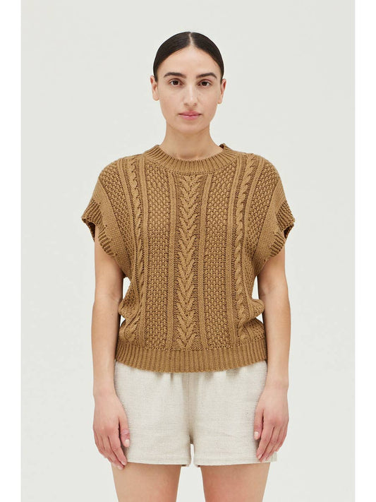 Ellie Sleeveless Cable Sweater Top