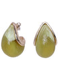 Marbled Teardrop Earrings -  Olive Green