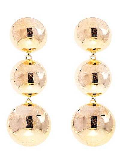 3 Drop Dome Gold Earrings