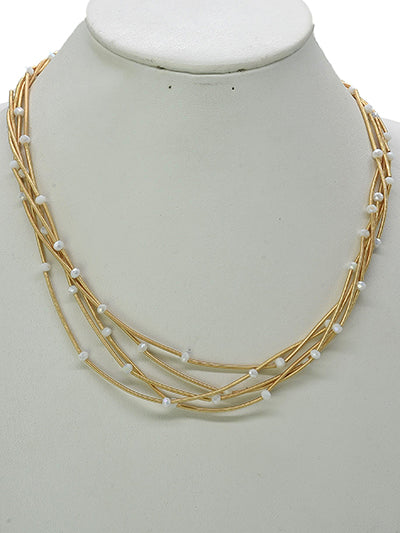 White Bead Multi-Strand Necklace
