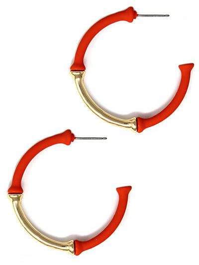 Orange Bamboo Hoop Earrings