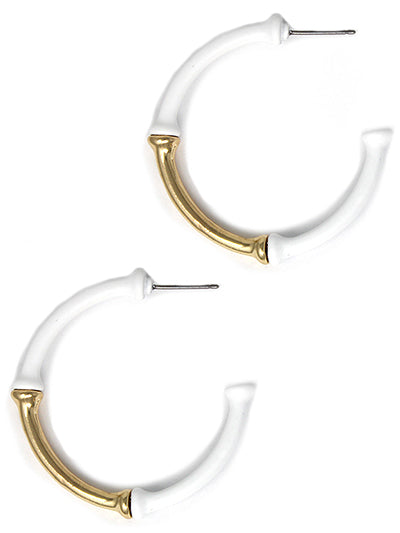 White Bamboo Hoop Earrings