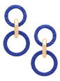 Blue Raffia Wrapped Link Earrings