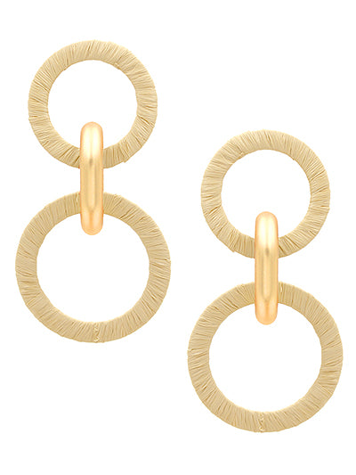 Natural Raffia Wrapped Link Earrings