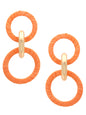 Orange Raffia Wrapped Link Earrings