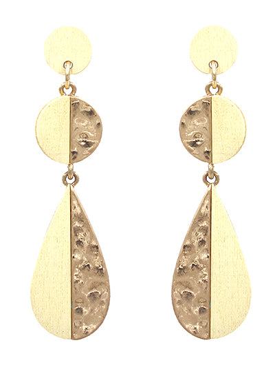 Wood and Metal 3 Drop Earrings