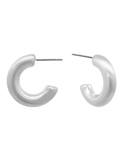 Satin Silver Hoop Earrings