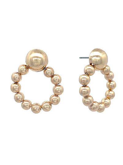 Beaded Hoop Stud Earrings