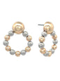 Mixed Metal Beaded Hoop Stud Earrings