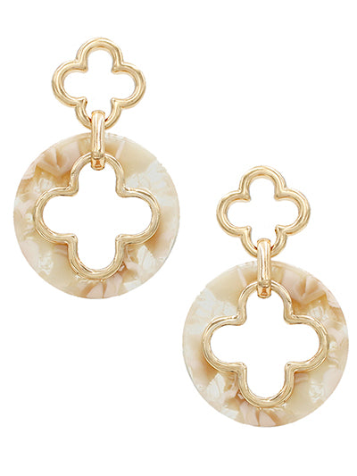 Natural Clover Drop Earring