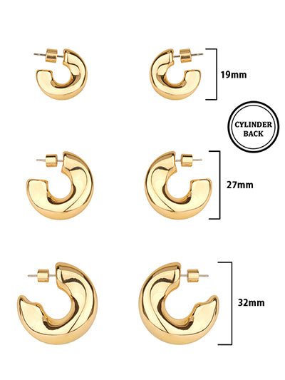 3 Pair of Everyday Hoops