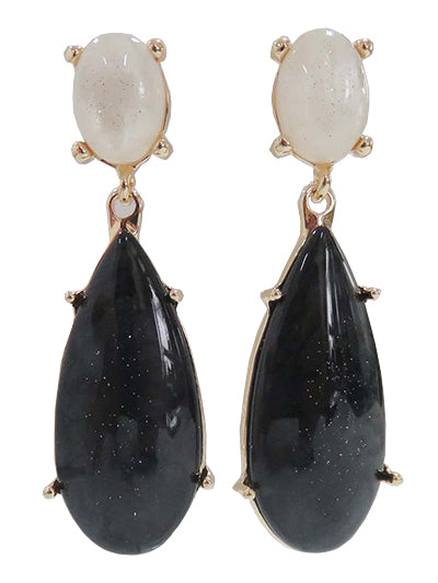 Black and White Teardrop Dangle Earrings
